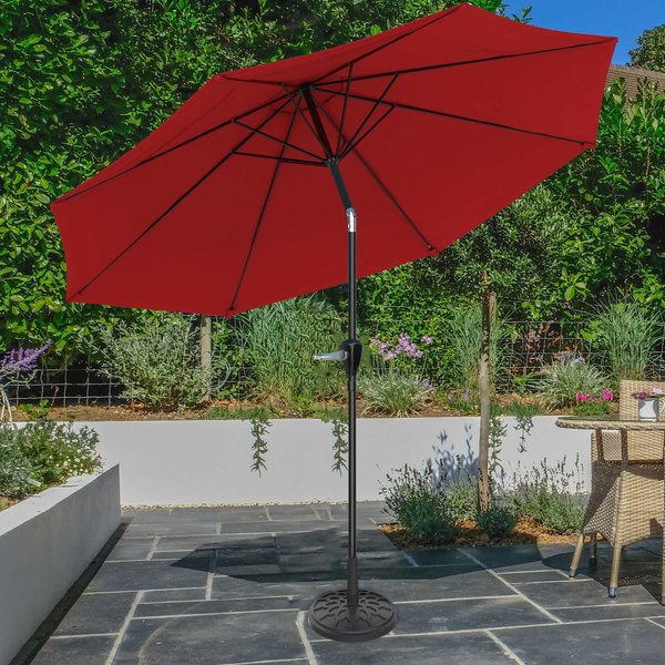 Pure Garden 10-Foot Outdoor Tilting Patio Umbrella and Base, Red 50-100-RB